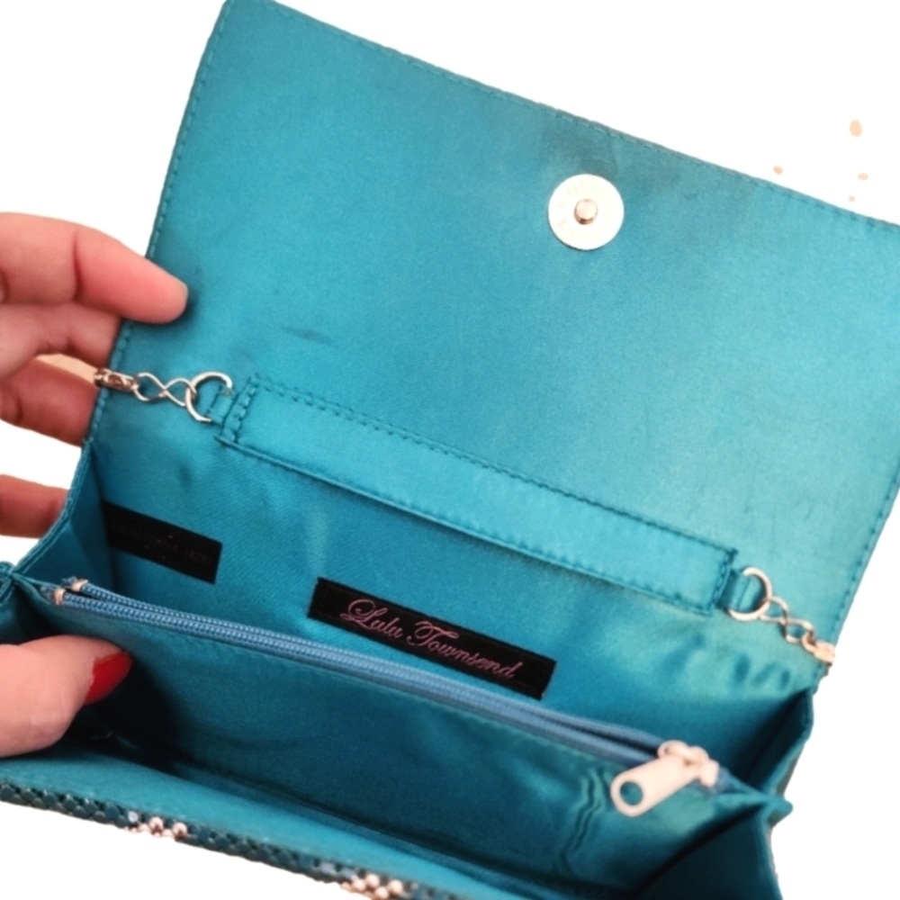 Lulu Townsend Clutch turquoise blue silver - Picture 2 of 2